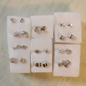 Elegant Silver Stud Earrings Set